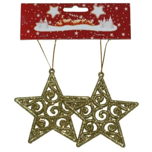 Novogodišnji ukras zvezda 10cm set 2 komada zlatna