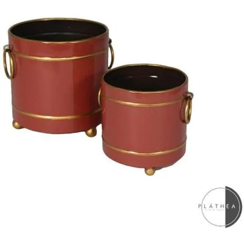 Obloge za saksije set 13x13-10x10 cm bordo-zlatno