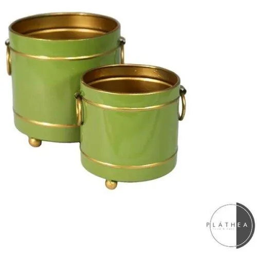 Obloge za saksije set 13x13-10x10 cm zeleno-zlatno
