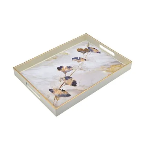 Poslužavnik zlatni listovi PVC 29,5cm