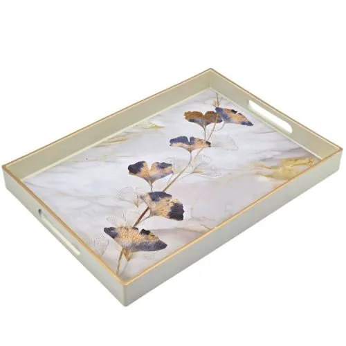 Poslužavnik zlatni listovi PVC 39,5cm