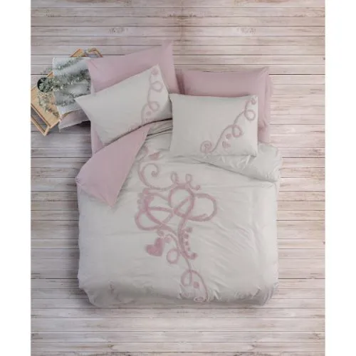 Posteljina double sa čaršavom Bellini Pink pamuk