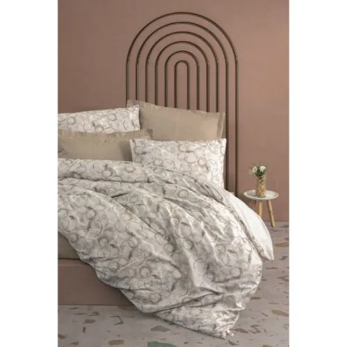 Posteljina double sa čaršavom Moil Beige pamuk