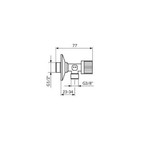 Rosan ugaoni ventil 1/2 sa 3/8 armor 77 mm kugla