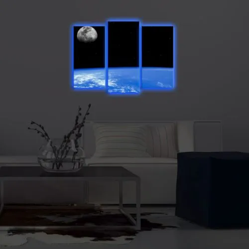 Slika zemlja sa LED osvetljenjem, 66x45 cm, set sa 3 slike