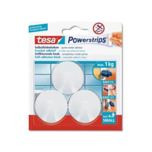 Tesa vešalica powerstrips mala okrugla Bela 3kom