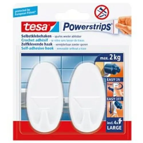 Tesa vešalica powerstrips ovalna Bela 2kom