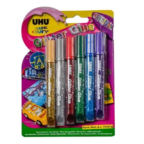 Uhu Glitter Glue Original Colours BL 6x10ml