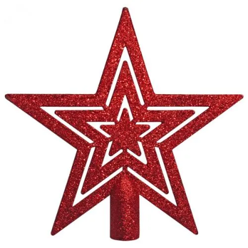 Vrh za jelku zvezda 18 cm crvena