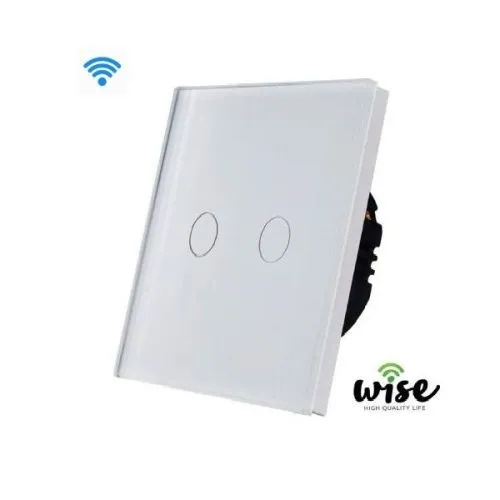 Wise prekidač WiFi stakleni panel - 2 tastera, beli