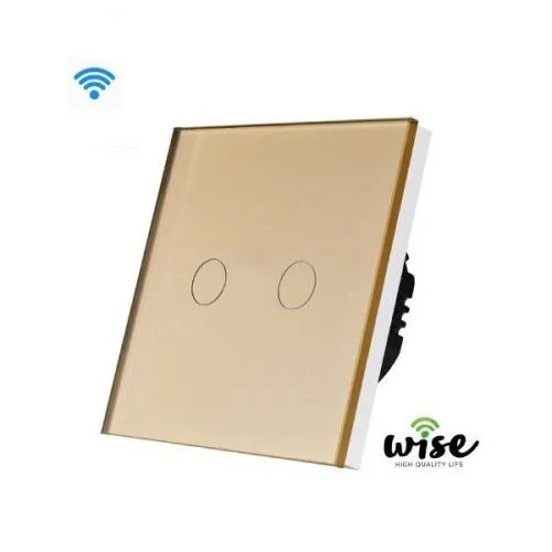 Wise prekidač WiFi stakleni panel - 2 tastera, krem