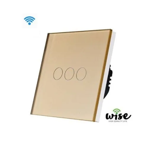 Wise prekidač WiFi stakleni panel - 3 tastera, krem