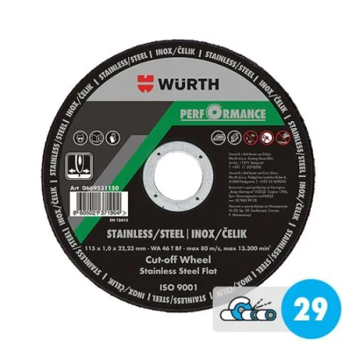 WURTH REZNA PLOČA ZA INOX 115X1
