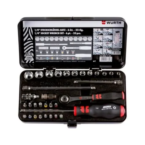 Wurth Set Zebra Nasadnika 1/4', 6-Ugaoni, Ok4-14, 32 Komada