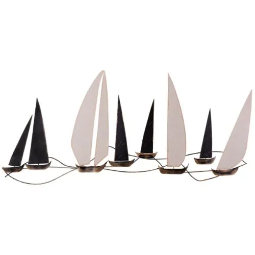 Zidna dekoracija brodići, metalna, 117x5x52 cm