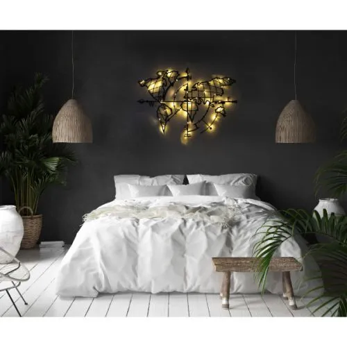 Zidna dekoracija kompas karta svetleća LED, 65x95 cm
