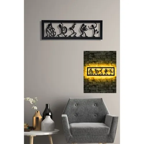 Zidna dekoracija LED muzičari 19x60cm, metalna