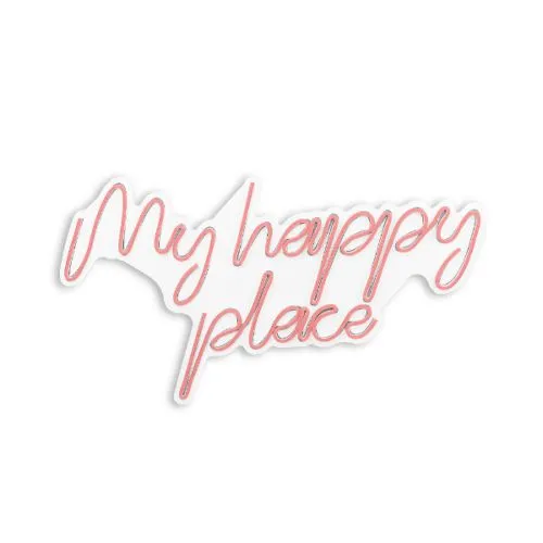 Zidna dekoracija LED My Happy Place 55x31 cm pink