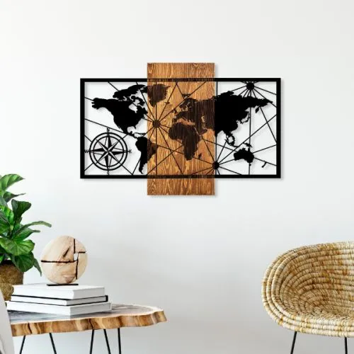 Zidna dekoracija mapa kompas 57x84cm