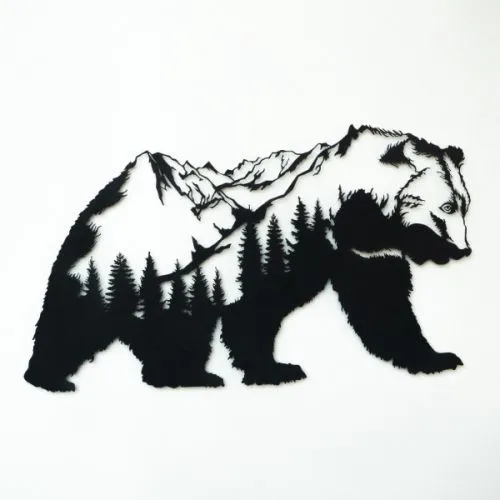 Zidna dekoracija medved, metalni, crni 71x41 cm