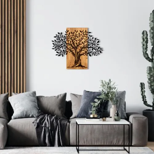 Zidna dekoracija metal drvo, 72x58 cm