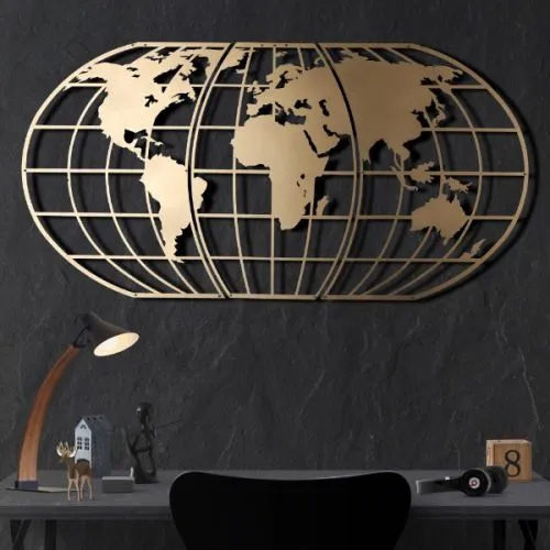 Zidna dekoracija metal karta 60x120cm