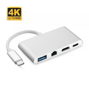 3G (88945) adapter tip C (muški) na HDMI (ženski),USB 3.0 (ženski),RJ45 (ženski) sivi