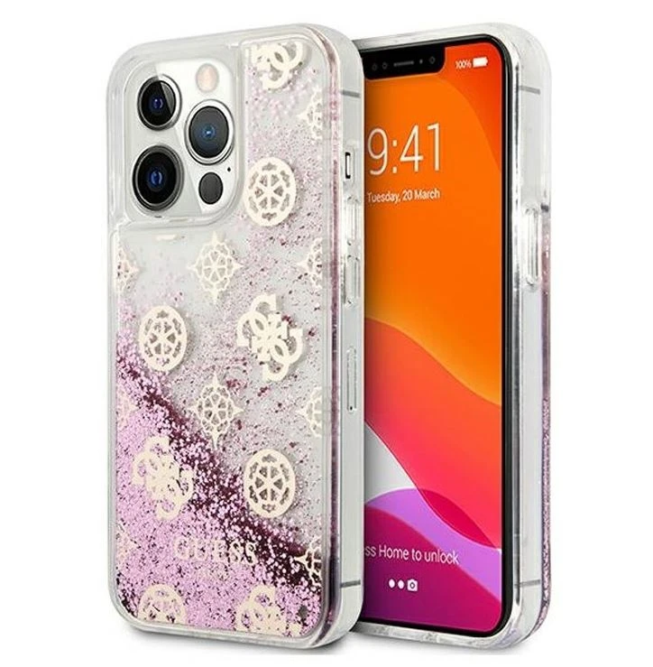 3G Guess Hc Liquid Glitter Peony roze zaštitna maska za iPhone 13 Pro 6.1
