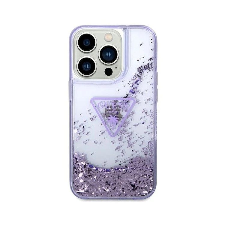 3G Guess Hc Liquid Glitter Triangle providna ljubičasta zaštitna maska za telefon iPhone 14 Pro 6.1