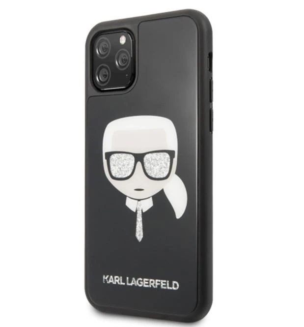 3G Karl Lagerfeld Double Layers Glitter Head crna zaštitna maska iPhone 11 Pro 5.8