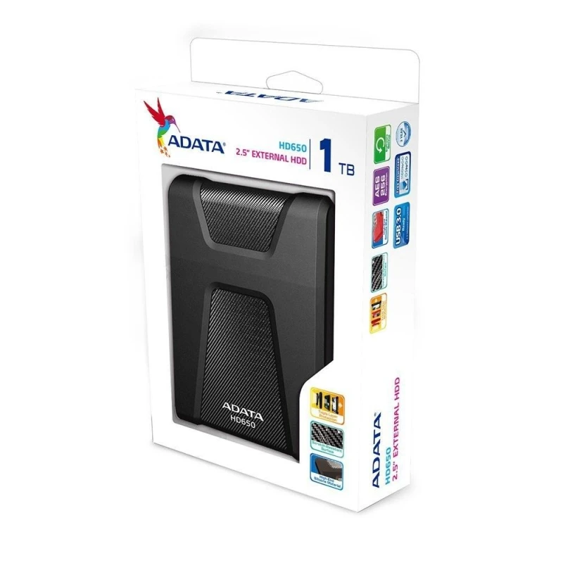 Adata 1TB DashDrive AHD650-1TU3-CBK eksterni hard disk crni