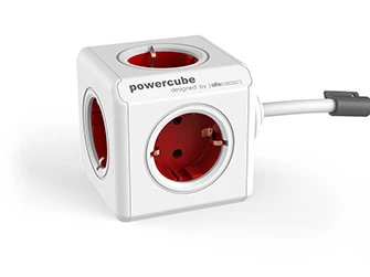 Allocacoc (1307RD/DEEXPC) PowerCube crveno beli 5 utičnica 16A/230V 3m