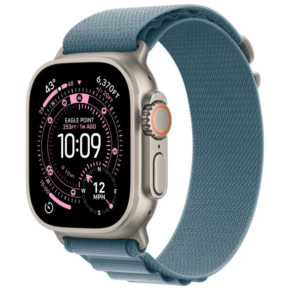 Apple Watch Ultra 3 (MEWP4SE/A) Cellular 49mm Natural Titanium Case with Light Blue Alpine Loop - Large
