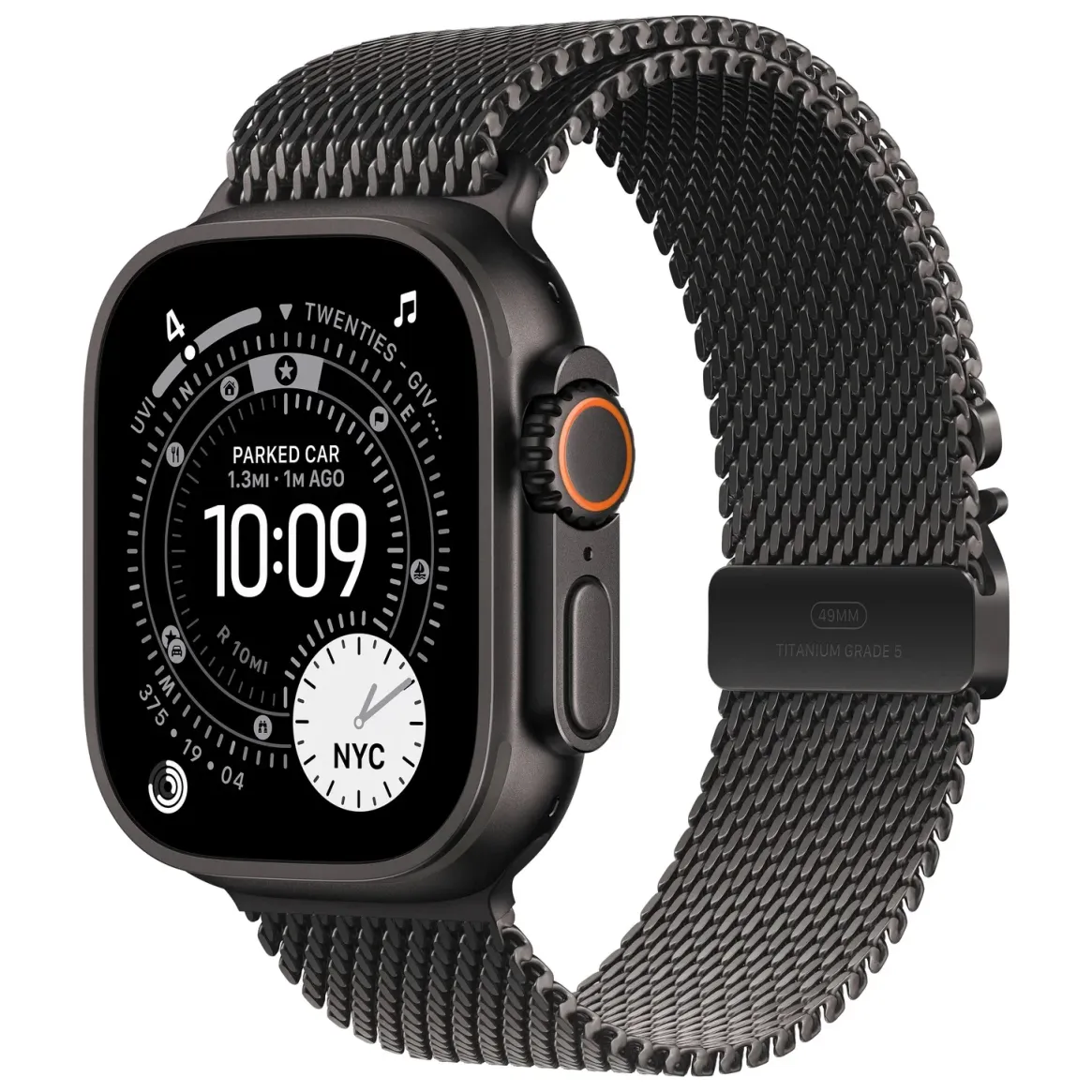 Apple Watch Ultra 3 Cellular 49mm Black Titanium Case with Black Titanium Milanese Loop - Large