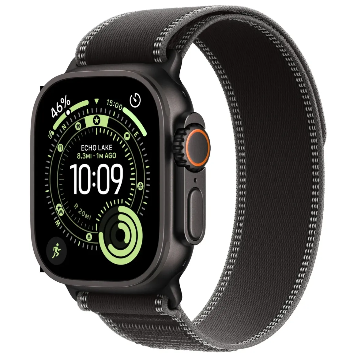 Apple Watch Ultra 3 (MF1D4SE/A) Cellular 49mm Black Titanium Case with Black/Charcoal Trail Loop - S/M