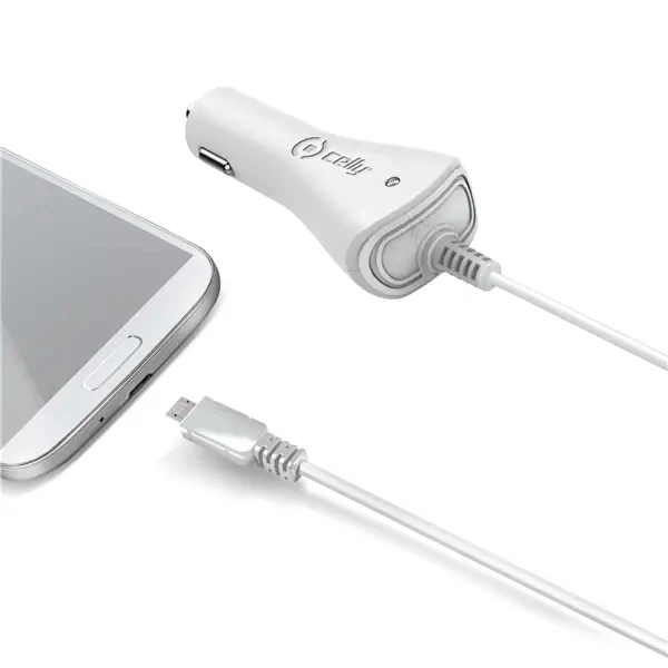 Celly CCMICROW beli auto punjač+kabl micro USB