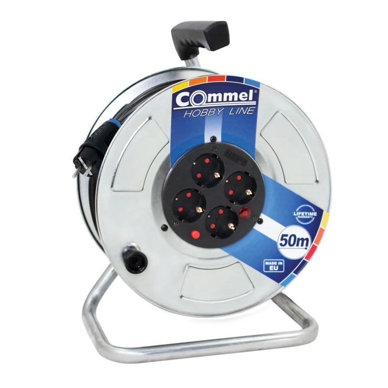 Commel c0909 produžni kabl sa motalicom na metal bubnju 4 utičnice 16A 230V 25m