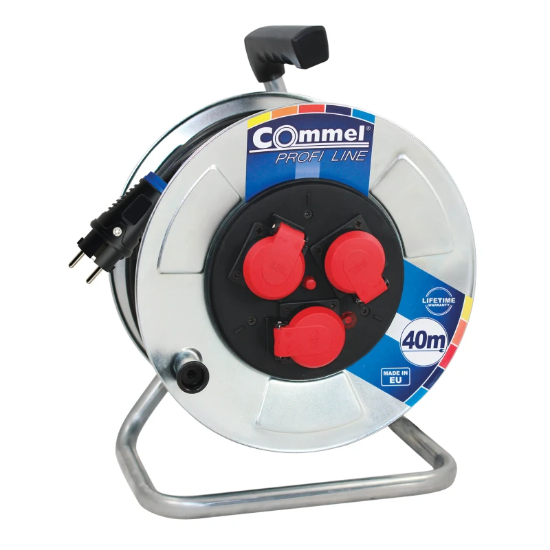 Commel c0930 produžni kabl sa motalicom metalni bubanj 3 utičnice 16A 230V 40m
