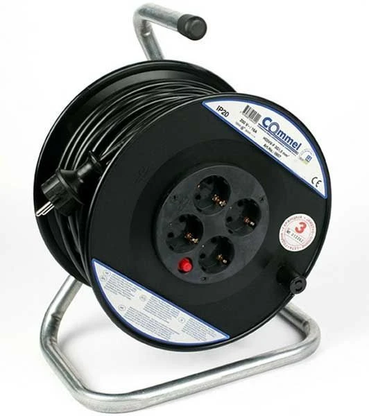 Commel (c0955) produžni kabl sa motalicom 4 utičnice 230mm 25m crna