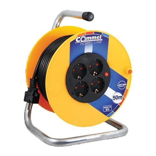 Commel (c0957) produžni kabl sa motalicom 4 utičnice 280mm 50m žuta