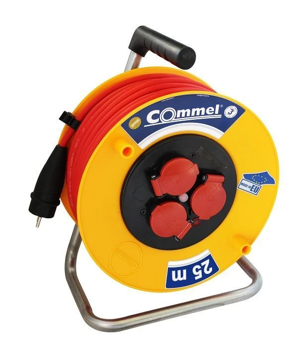 Commel (C0980) žuti produžni kabl sa motalicom 3 utičnice 280mm 25m