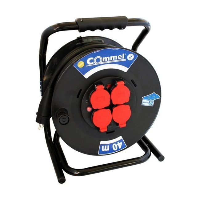 Commel (C0983) produžni kabl sa motalicom 4 utičnice 300mm 40m crna