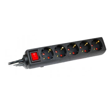 Commel C232-524 crni produzni kabl sa 5 utičnica sa prekidačem 16A 250V 1.4m