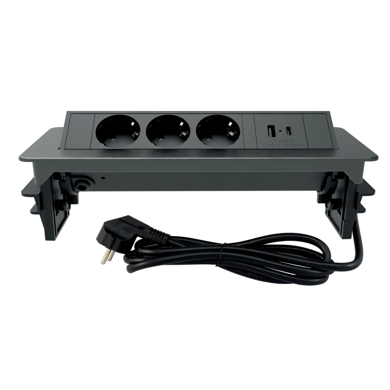 Commel (C235-102) 3u1 produžni kabl+USB A i USB C 16A 250 V 2m crni