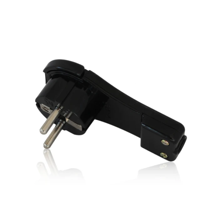Commel c290-502 Euro utikač ugaoni pljosnati sa uzemljenjem 16A 250V crni