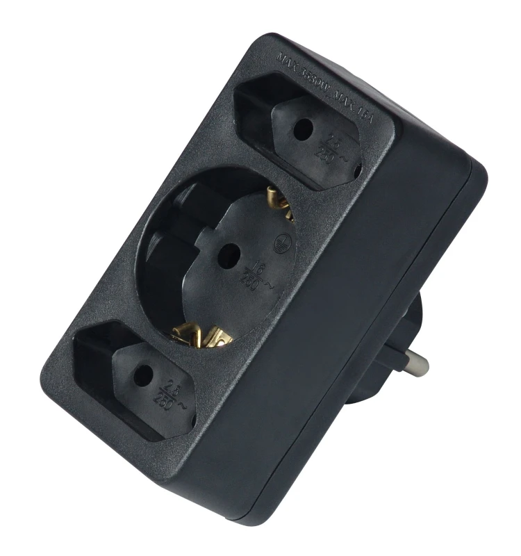 Commel (c49112-2) trostruki kombinovani razdelnik 2xEuro crni