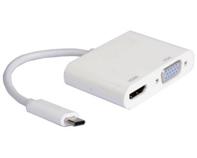 E-Green (OST03616) adapter Tip C (Muški) na HDMI (Ženski) + VGA (Žesnki) beli