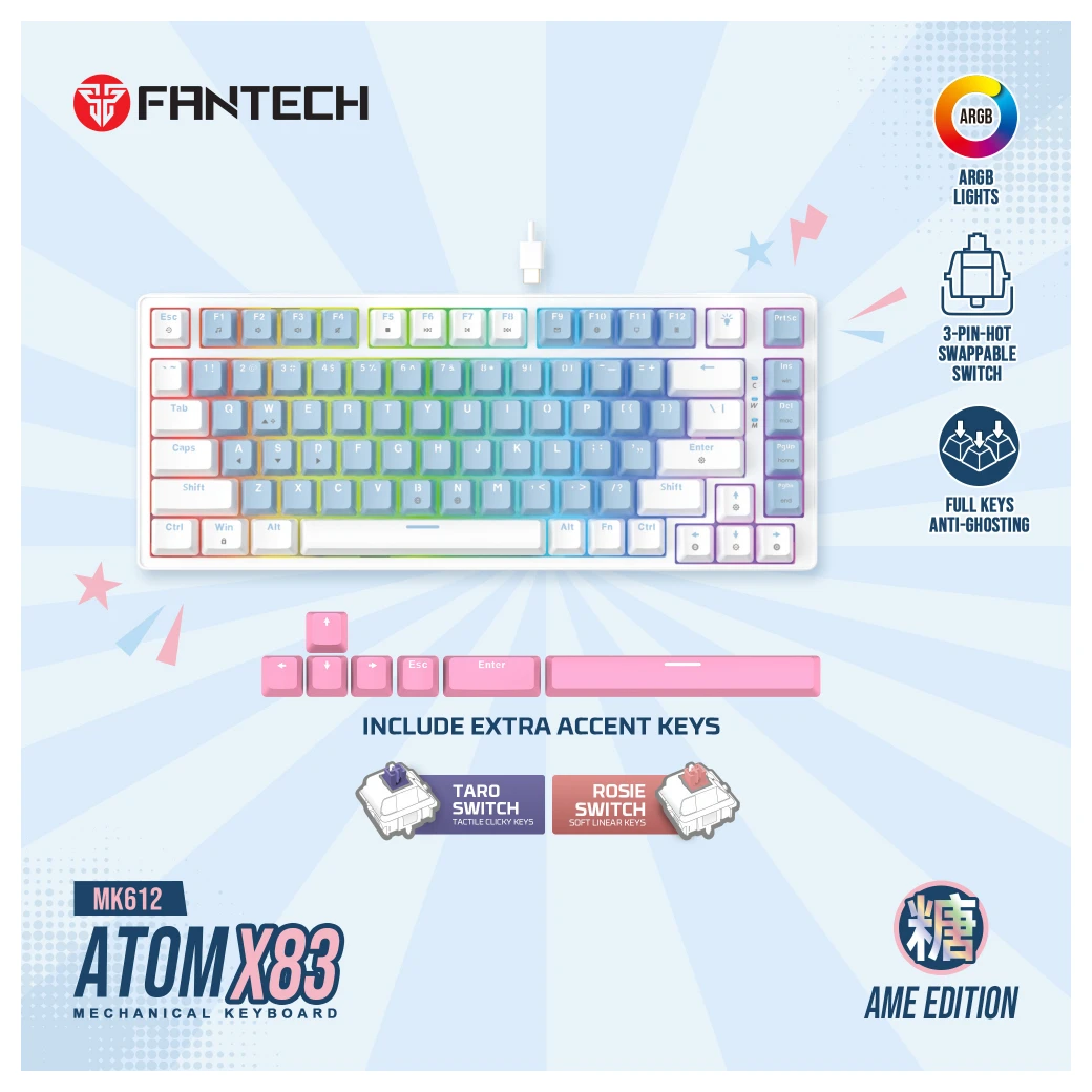 Fantech MK612 Atom x83 (taro switch) gejmerska tastatura AME plava