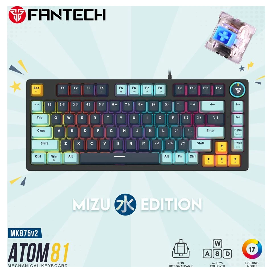 Fantech MK875 RGB Atom 81 Navy (blue switch) mehanička gejmerska tastatura plava