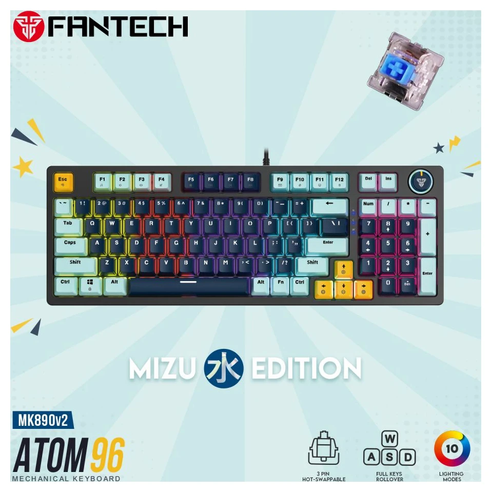 Fantech MK890 RGB Atom 96 Navy (blue switch) mehanička gejmerska tastatura plava
